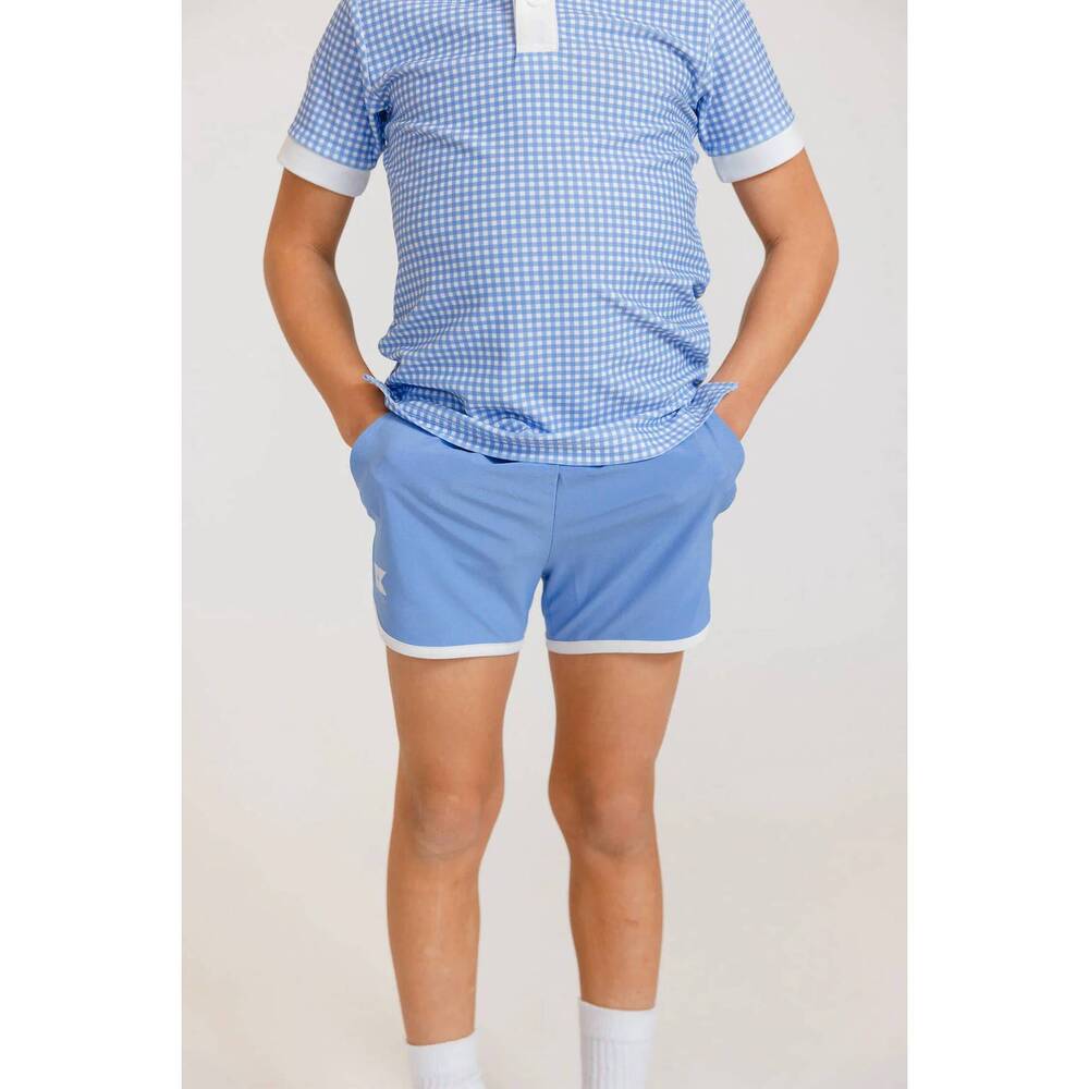 NEW COURTSIDE KIDS kids' retro super short with piping in sky blue